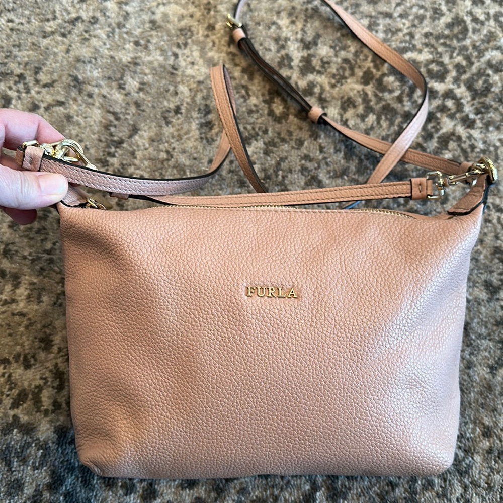 FURLA Blush Pink Tan Crossbody Bag